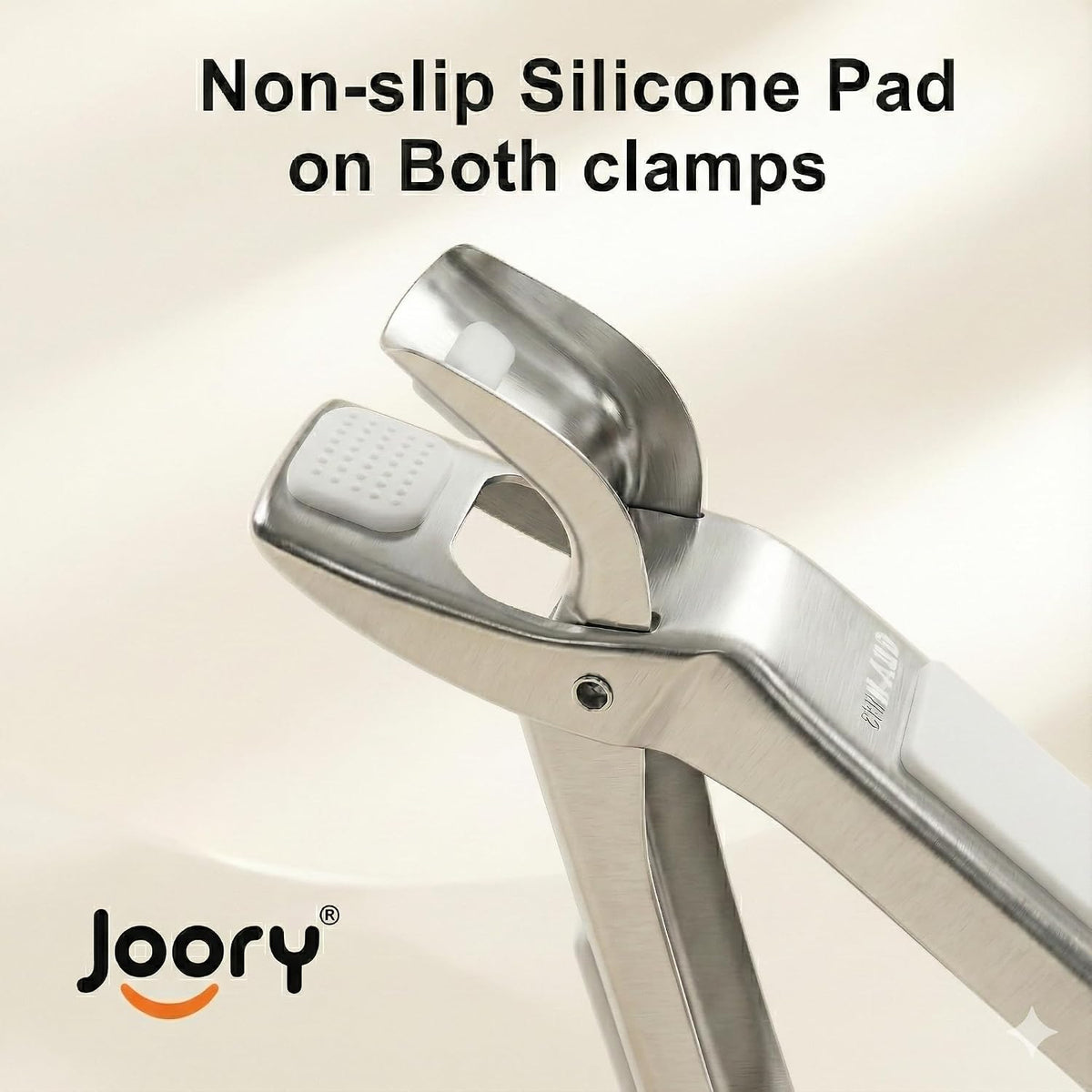 Heavy Duty Stainless Steel Hot Plate Gripper Tongs with Non-Slip Silicone Pads | Multi-Angle Anti-Scald Pan Grabber | Microwaves & Air Fryer Accessories | Rust, Heat Resistant Clamp (White)