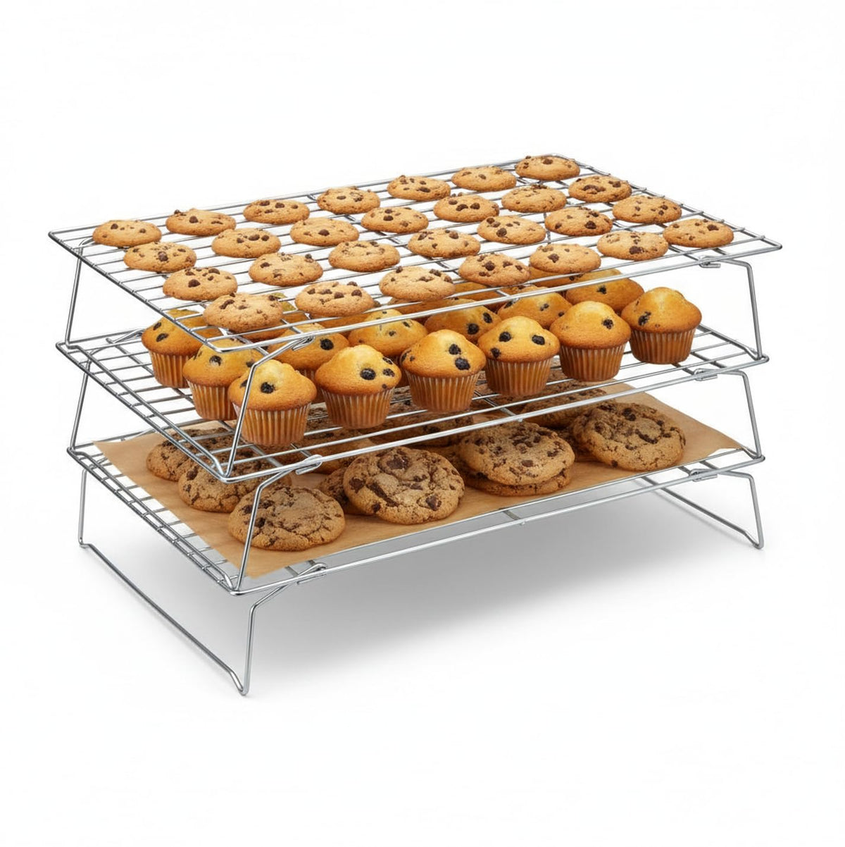 Hunnycook 15.8”×9.8” Cooling Rack, 3P Stainless Steel Baking Rack, Oven Safe Cooling Racks for Cooking and Baking, Black Roasting Rack & Wire Rack & Cookie Cooling Rack for Roasting, Grilling, Drying