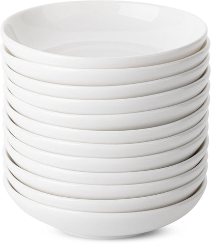 Brew To A Tea - Ceramic Porcelain Dipping Bowls, 3 Oz, Set of 12, White, Modern Style, Round Shape, Classic Theme, Oven Safe, Microwave & Dishwasher Safe