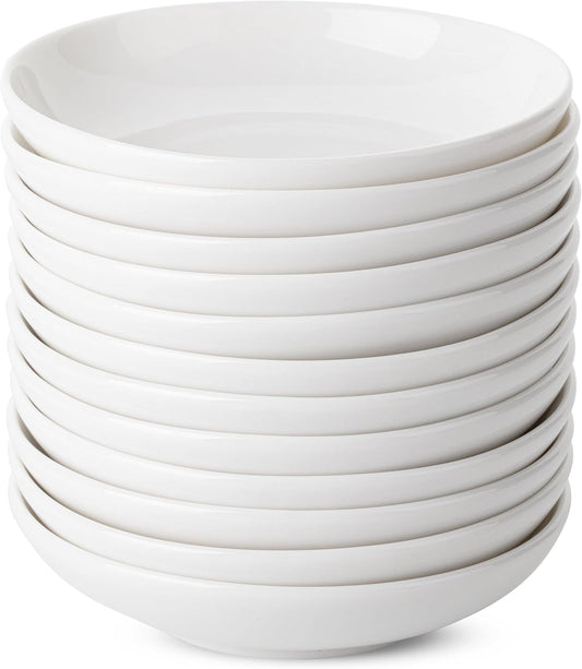 Brew To A Tea - Ceramic Porcelain Dipping Bowls, 3 Oz, Set of 12, White, Modern Style, Round Shape, Classic Theme, Oven Safe, Microwave & Dishwasher Safe