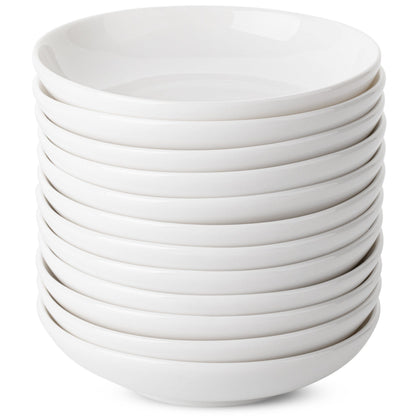 Brew To A Tea - Ceramic Porcelain Dipping Bowls, 3 Oz, Set of 12, White, Modern Style, Round Shape, Classic Theme, Oven Safe, Microwave & Dishwasher Safe