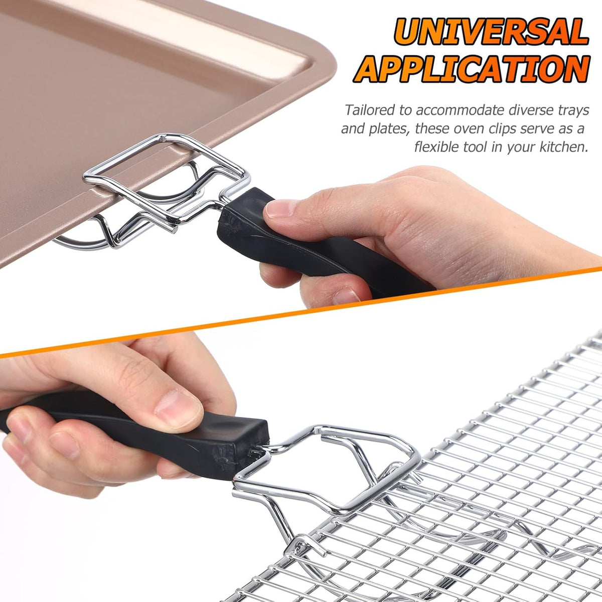 Ciieeo Oven Rack Puller Oven Clips 2 Pack Scald Resistant Tray Gripper Hot Plate Gripper Plate Clips with Coated Handles and Hanging Holes for Safe Tray Removal 7.83X2.36X1.57In