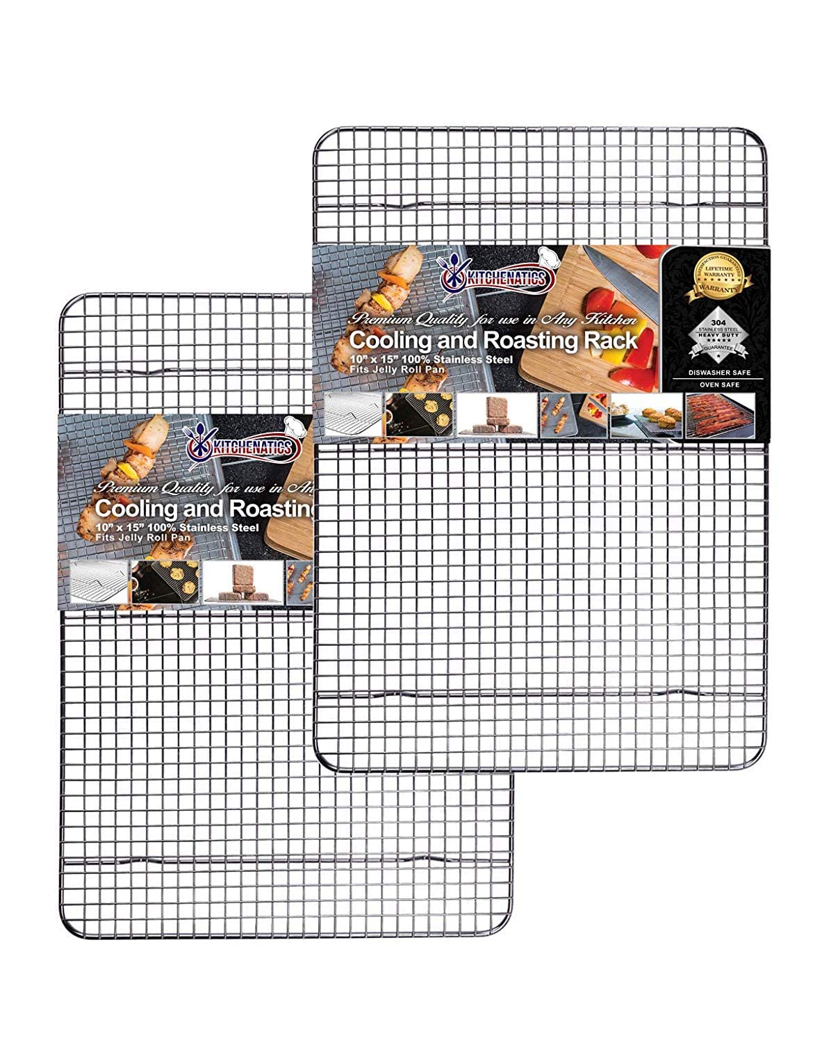 KITCHENATICS Half Sheet Cooling Rack Stainless Steel Oven Safe Set of 2