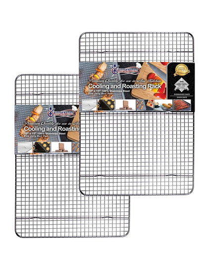 KITCHENATICS Half Sheet Cooling Rack Stainless Steel Oven Safe Set of 2