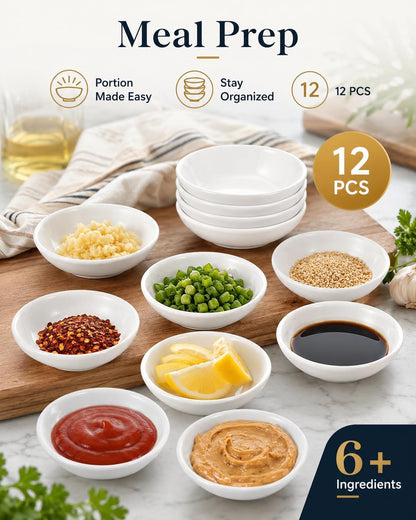 Angoily Ceramic Sauce Dish 12pcs 2.75 in White Dipping Bowl