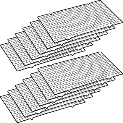 Harloon 12 Pack 16 x 9.8 Inches Nonstick Cooling Racks for Baking, Grid Wire Cookie Cooking Racks Oven Safe Carbon Steel Baking Rack Sheet Rack for Cookie Cake Grilling Drying Roasting (Black)