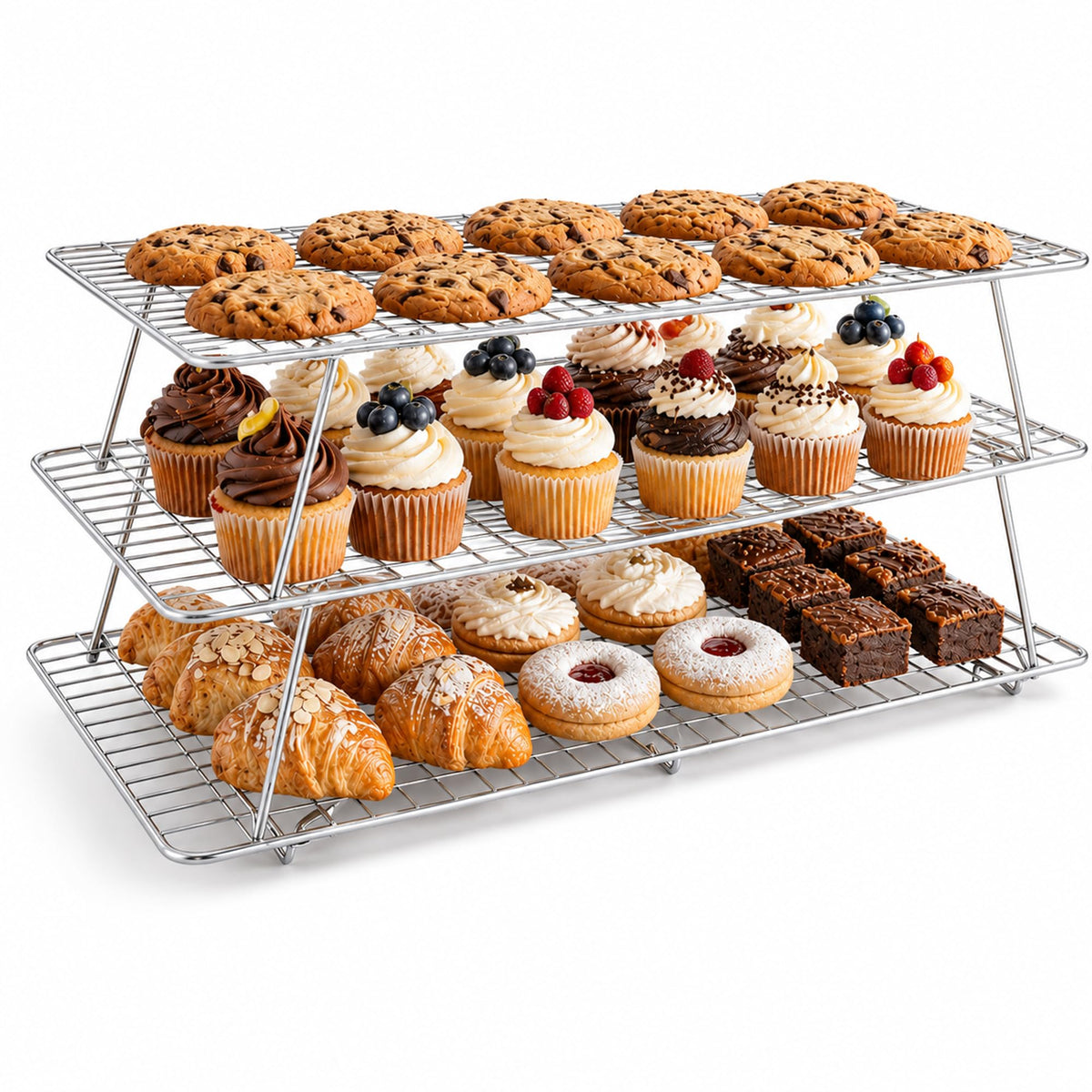 Cooling Rack 16"x10", 3-Tier Stackable & Collapsible Cooling Racks