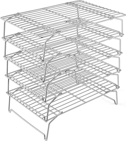 P&P CHEF 5-Tier Stainless Steel Cooling Rack, 15" x 10", Silver