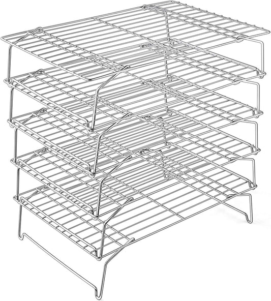 P&P CHEF 5-Tier Stainless Steel Cooling Rack, 15" x 10", Silver