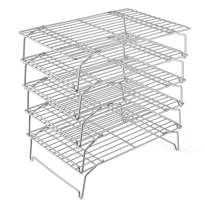 P&P CHEF 5-Tier Stainless Steel Cooling Rack, 15" x 10", Silver