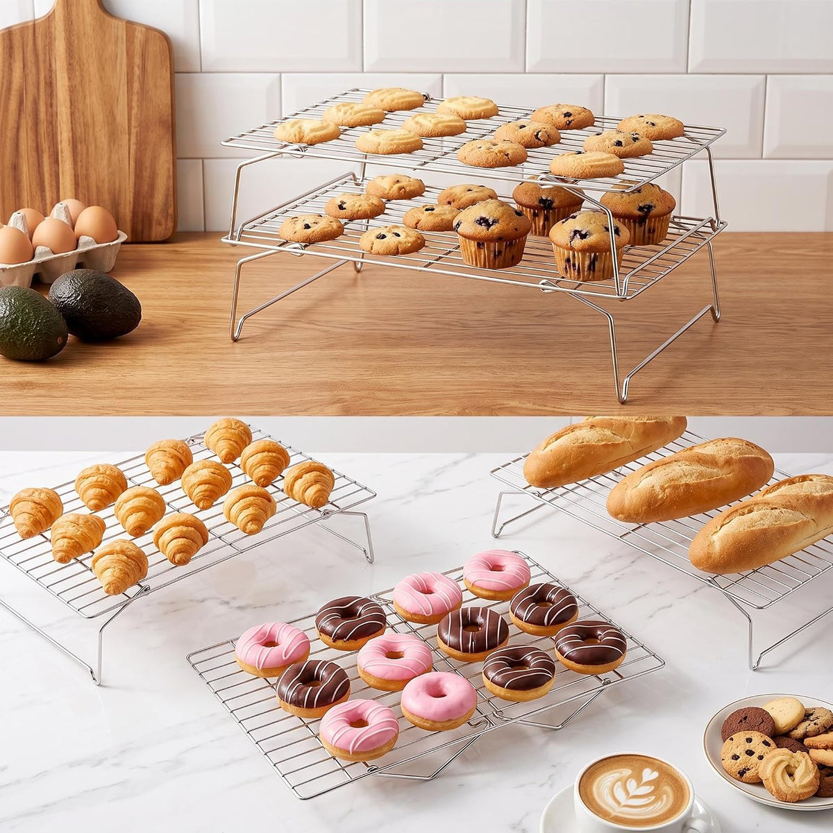 Homikit 2 Tiers Stainless Steel Cooling Rack Set, 10"x15" Baking Racks