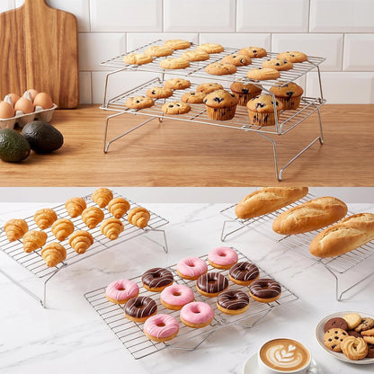 Homikit 2 Tiers Stainless Steel Cooling Rack Set, 10"x15" Baking Racks