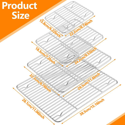 4Pcs Cooling Rack, Stainless Steel Baking Racks, 4 Various Sizes