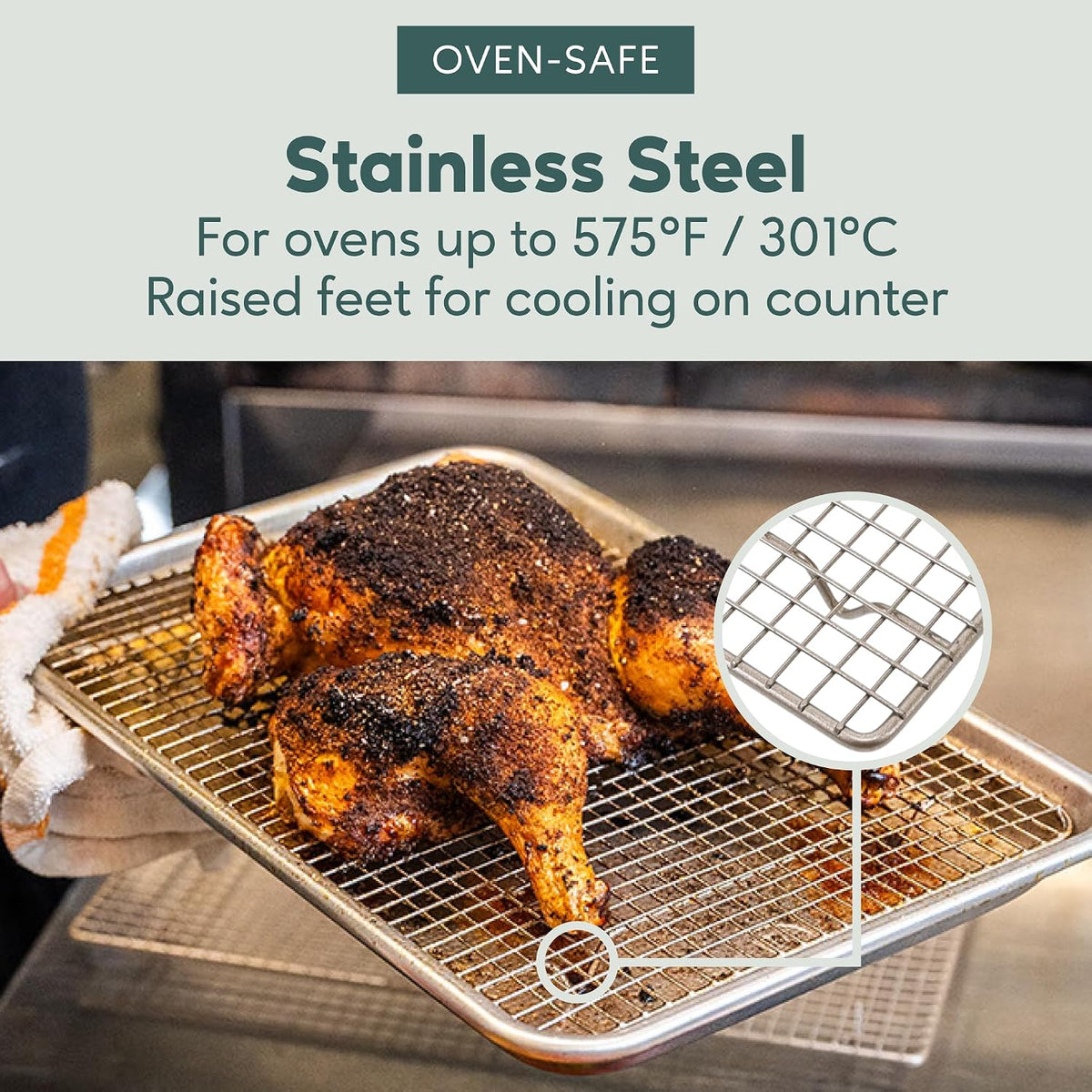 Ultra Cuisine 100% Stainless Steel Cooling and Baking Rack - 8.5 x 12-inch