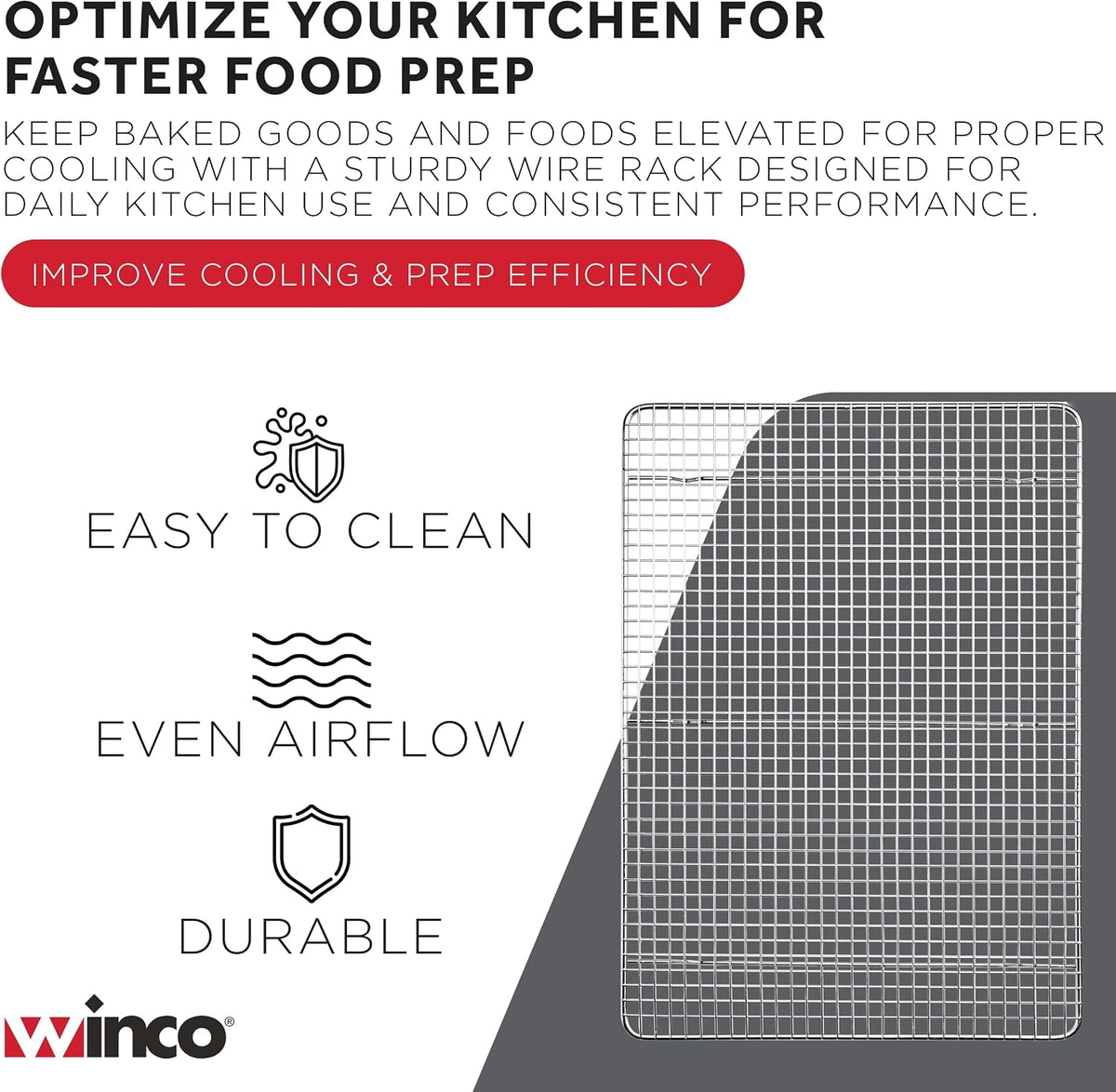 Winco 14" x 20" Silver/White 2/3 Size Wire Sheet Pan Grate