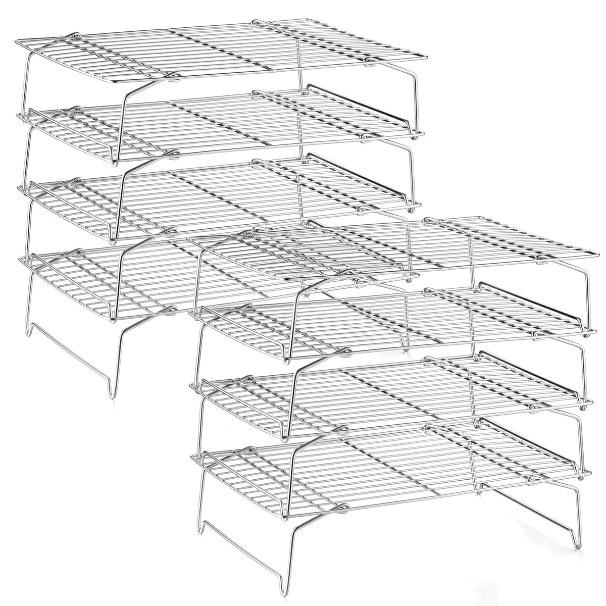 LIANYU Cooling Rack 15"x10", 5-Tier Stackable & Collapsible Cooling Racks