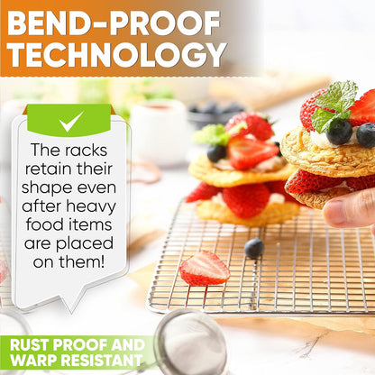 Spring Chef 10" x 15" Stainless Steel Cooling Rack for Baking, Set of 2