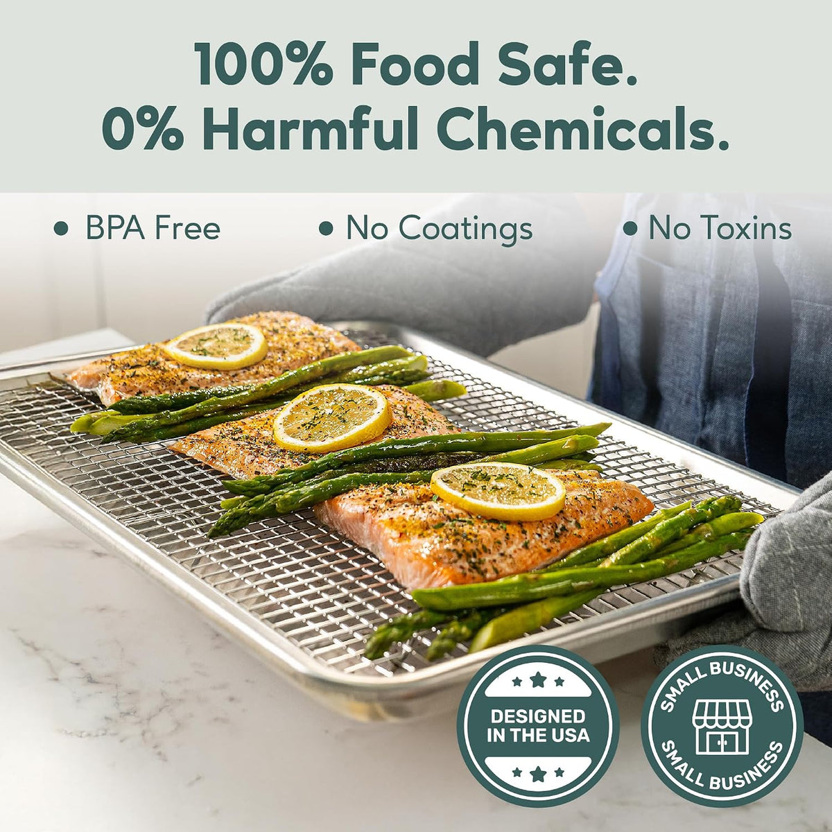 Aluminum Baking Sheet with Cooling Rack Set, 13''x18'' (Half Sheet Pan)