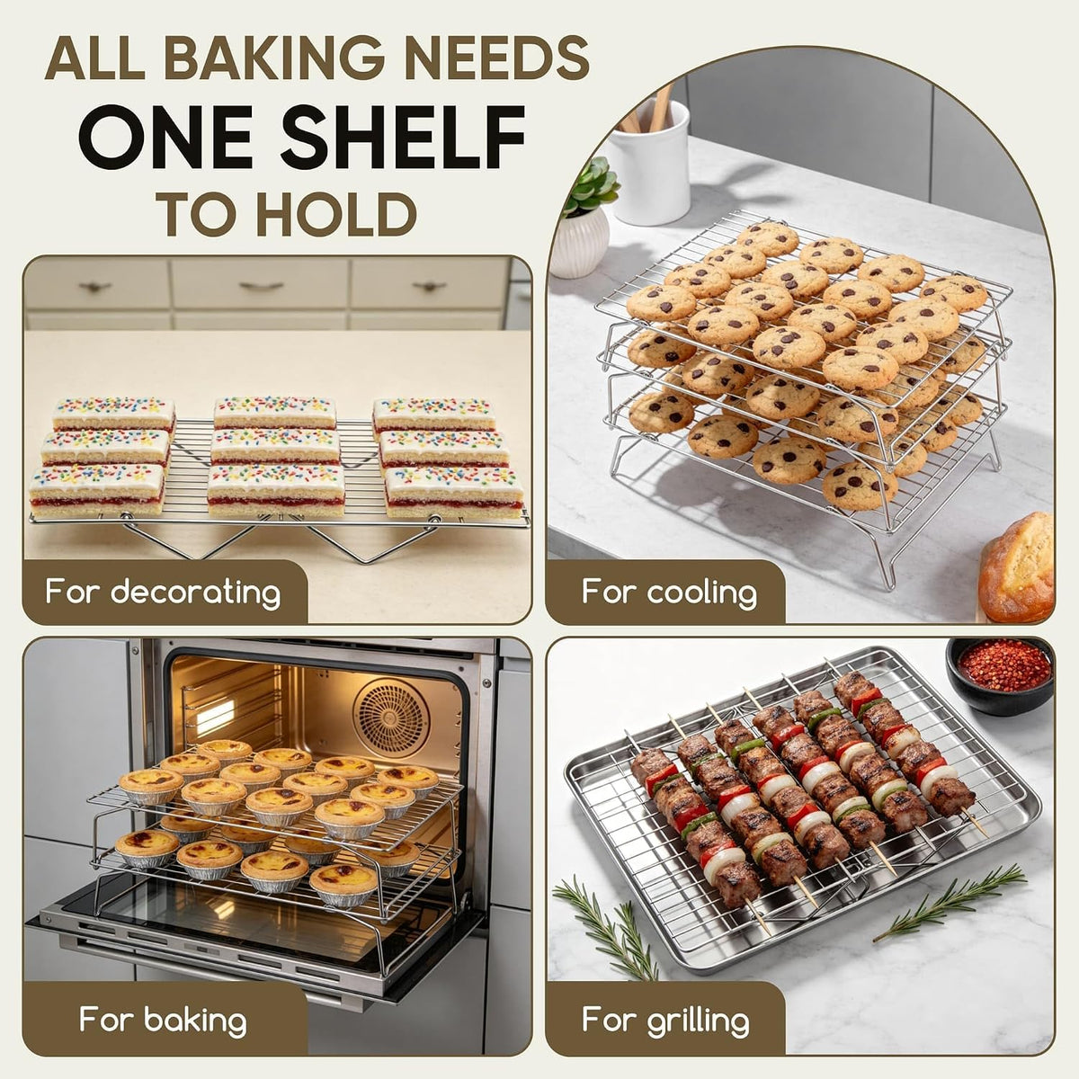 Herogo 5-Tier 15"x10" Stainless Steel Baking Cooling Rack