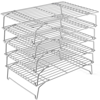 P&P CHEF 5-Tier Stainless Steel Cooling Rack, 15" x 10", Silver
