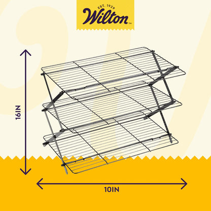 Wilton Gold Premium Non-Stick Warp-Resistant Bakeware, Made without PFAs, 3-tier Cooling Rack, Packaging May Vary