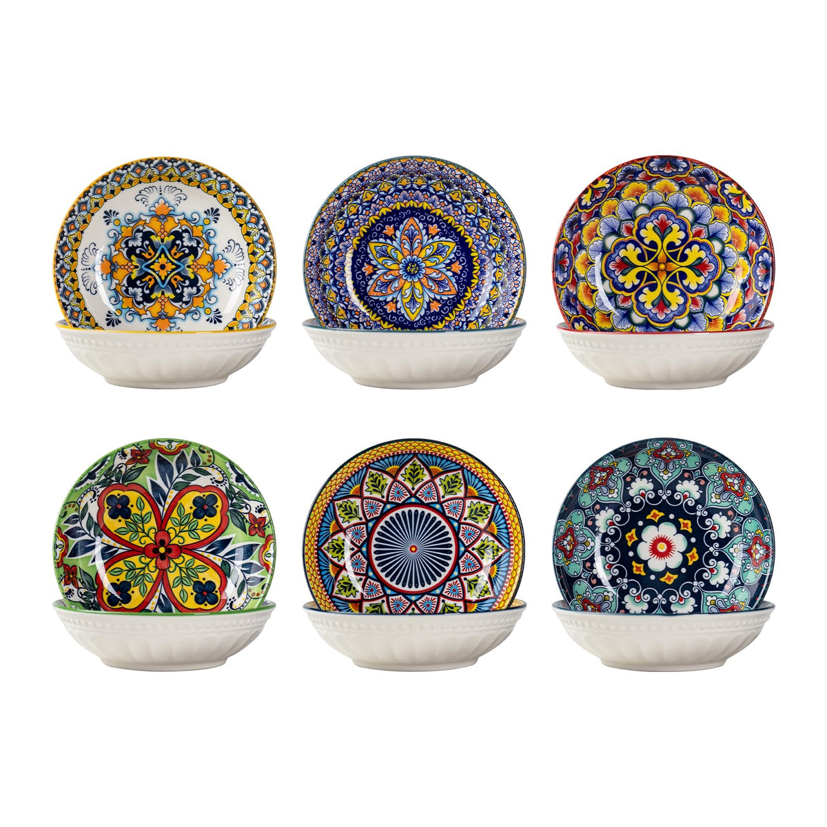 Ceramic Dipping Bowls Set of 6, 2.7 oz Boho Soy Sauce & Condiment Dishes
