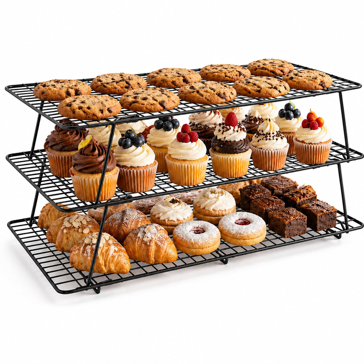 Cooling Rack 16"x10", 3-Tier Stackable & Collapsible Cooling Racks