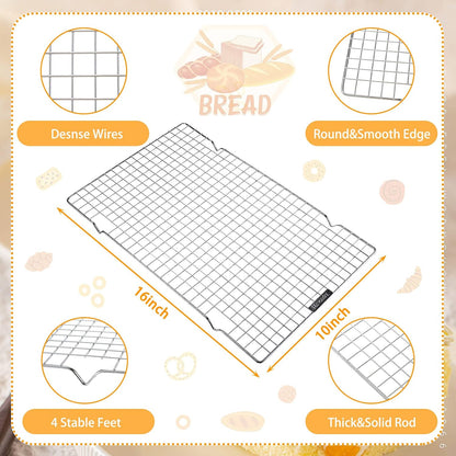 meekoo 8 Pieces Cooling Rack for Baking Cookie Cooling Wire Racks 16 x 10 Inches Cookie Rack Nonstick Baking and Cooling Grid for Cooking, Roasting, Grilling, Drying, Oven and Dishwasher Safe