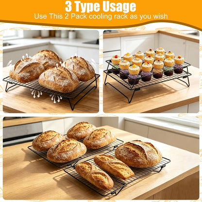 Sourdough Cooling Rack 2 Pack Stackable | Heavy Duty Wire Cooling Rack
