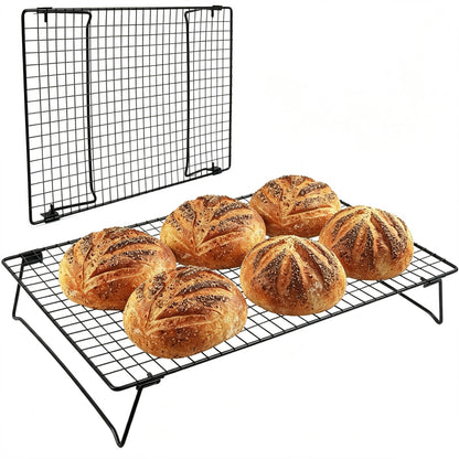 2 Pack Cooling Racks for Cooking and Baking, 13.4 x 9.4 Inch 2-Tier Stackable Cookie Cooling Rack Tall Baking Racks, Carbon Steel Roasting Wire Rack for Baking, Grilling Making Jerky (Black)