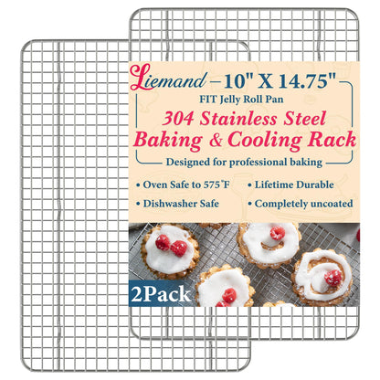 Cooling Racks 11.5 x16.5 in, Tight-Wire Stainless Steel Baking Rack 2-Pack