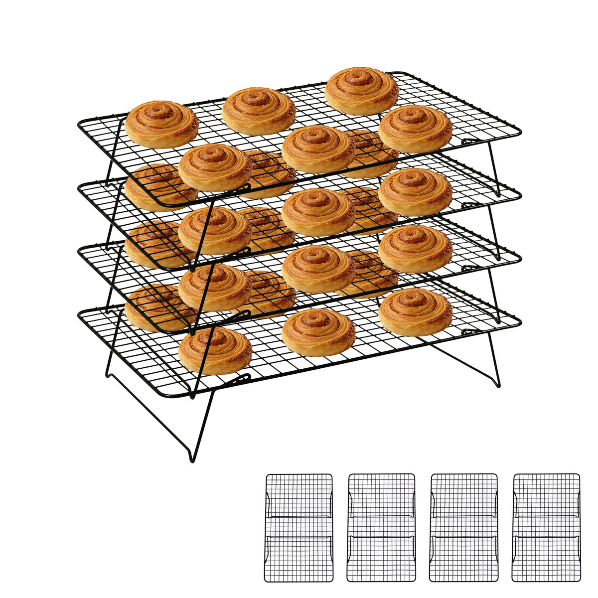 Cooling Rack 16"x10", 3-Tier Stackable & Collapsible Cooling Racks