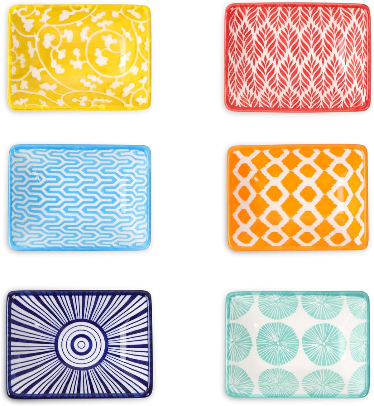 Selamica 3.75 Inch Ceramic Soy Sauce Dish, Set of 6, Assorted Colors