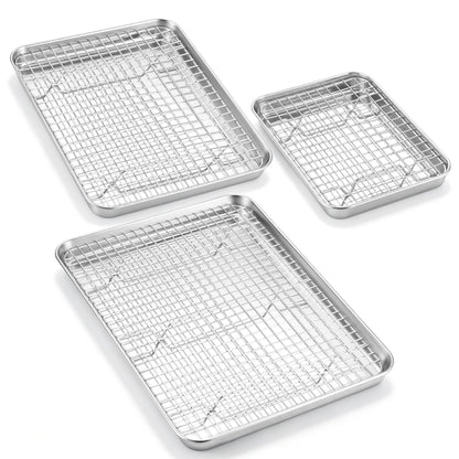 Homikit Baking Sheet with Wire Rack Set (1 Pan+1 Cooling Rack), 16" x 12"