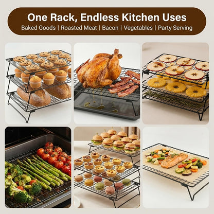 Cooling Racks for Cooking and Baking, 3-Tier Heavy-Duty Wire Cooling Rack