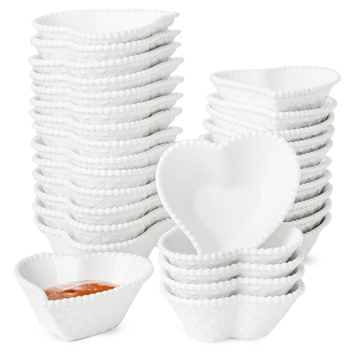 UIBFCWN Ceramic Dipping Bowls, 1.7 Oz Ceramic Soy Sauce Dishes, Porcelain Dipping Sauce Cup Pinch Bowls, Mini Bowl for Side Dishes ketchup Condiment Server Charcuterie BBQ and Party, 20 Pack