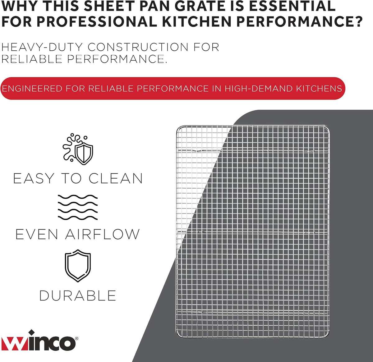 Winco Full Size Full-size Stainless Steel Sheet Pan Grate