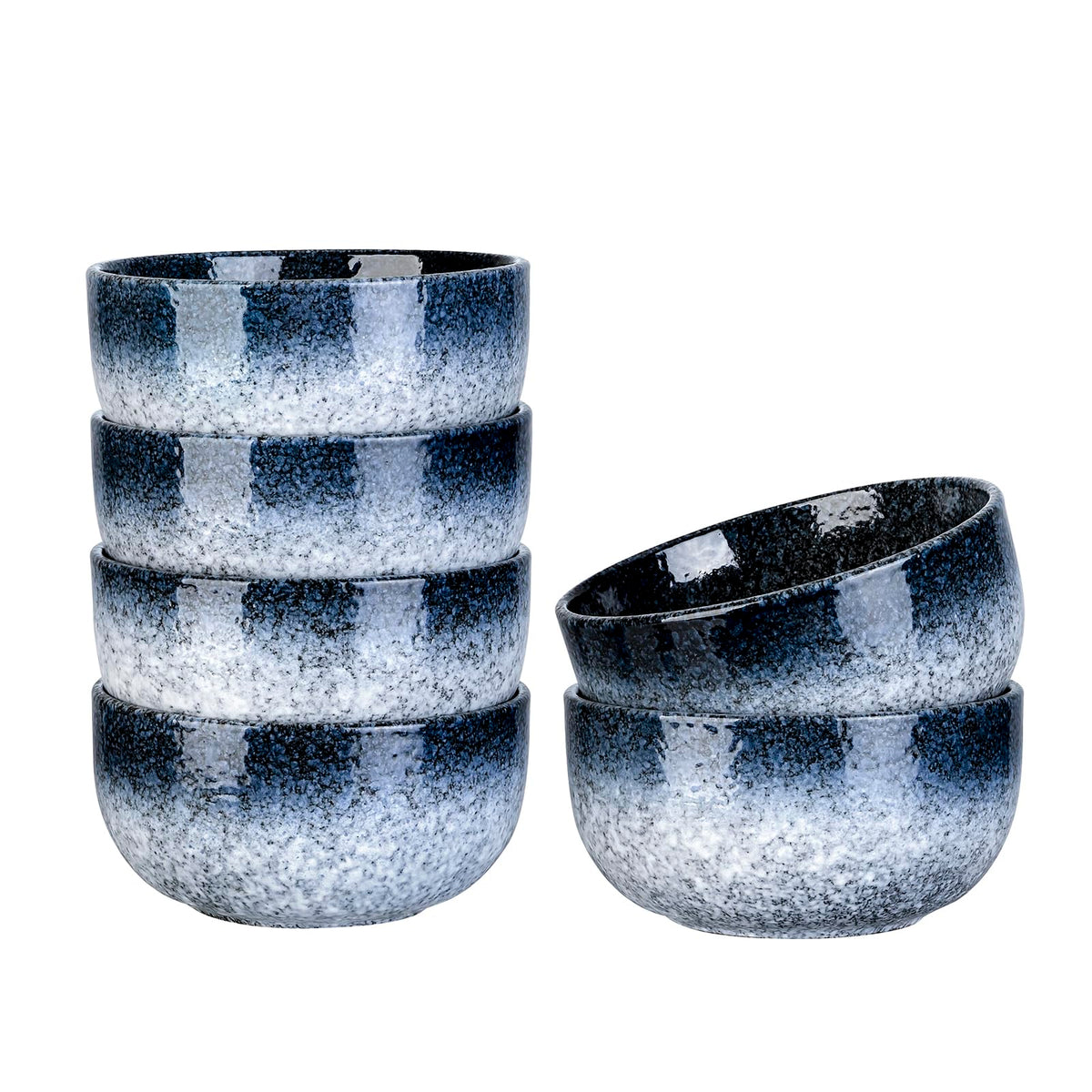 S&Q'S CERAMICS Ceramic Small Bowls for Kitchen, Set of 6, 9 ounces Ice Cream Bowls, Small Serving Bowls for Soup, Dipping, Condiments, Side Dishes, Snack, Prep (Black and Grey