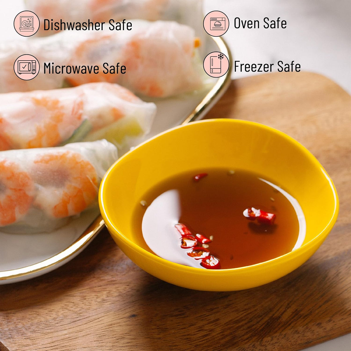 BTaT- Dipping Bowls, 5 oz, Set of 6, Colorful Bowls, Ceramic Dip Bowls, Sauce Bowls, Small Bowls for Dipping, Bowls for Dipping, Condiment Dishes, Bowl for Dips, Ripple Effect Bowl, Ceramic Sauce Bowl