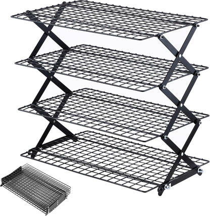 Pleafind 2/3/4-Tier Collapsible Cooling Rack - 3 Setting Design, Adjustable ＆ Stackable Baking Rack, 5 Modes Cooling Racks for Cooking and Baking, Roasting ＆ Grilling Gifts for Picnic Party