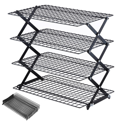 Pleafind 2/3/4-Tier Collapsible Cooling Rack - 3 Setting Design, Adjustable ＆ Stackable Baking Rack, 5 Modes Cooling Racks for Cooking and Baking, Roasting ＆ Grilling Gifts for Picnic Party