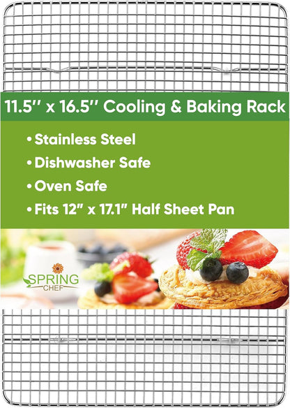 Spring Chef 11.5" x 16.5" Stainless Steel Cooling Rack for Cooking & Baking