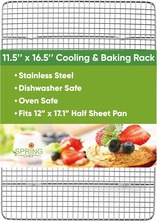 Spring Chef 11.5" x 16.5" Stainless Steel Cooling Rack for Cooking & Baking