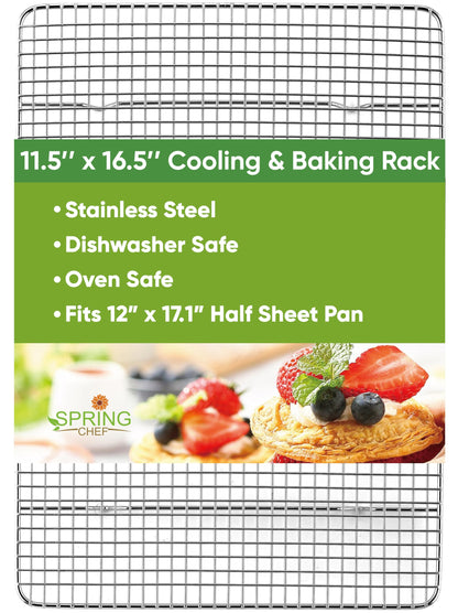 Spring Chef 10" x 15" Stainless Steel Cooling Rack for Baking, Set of 2