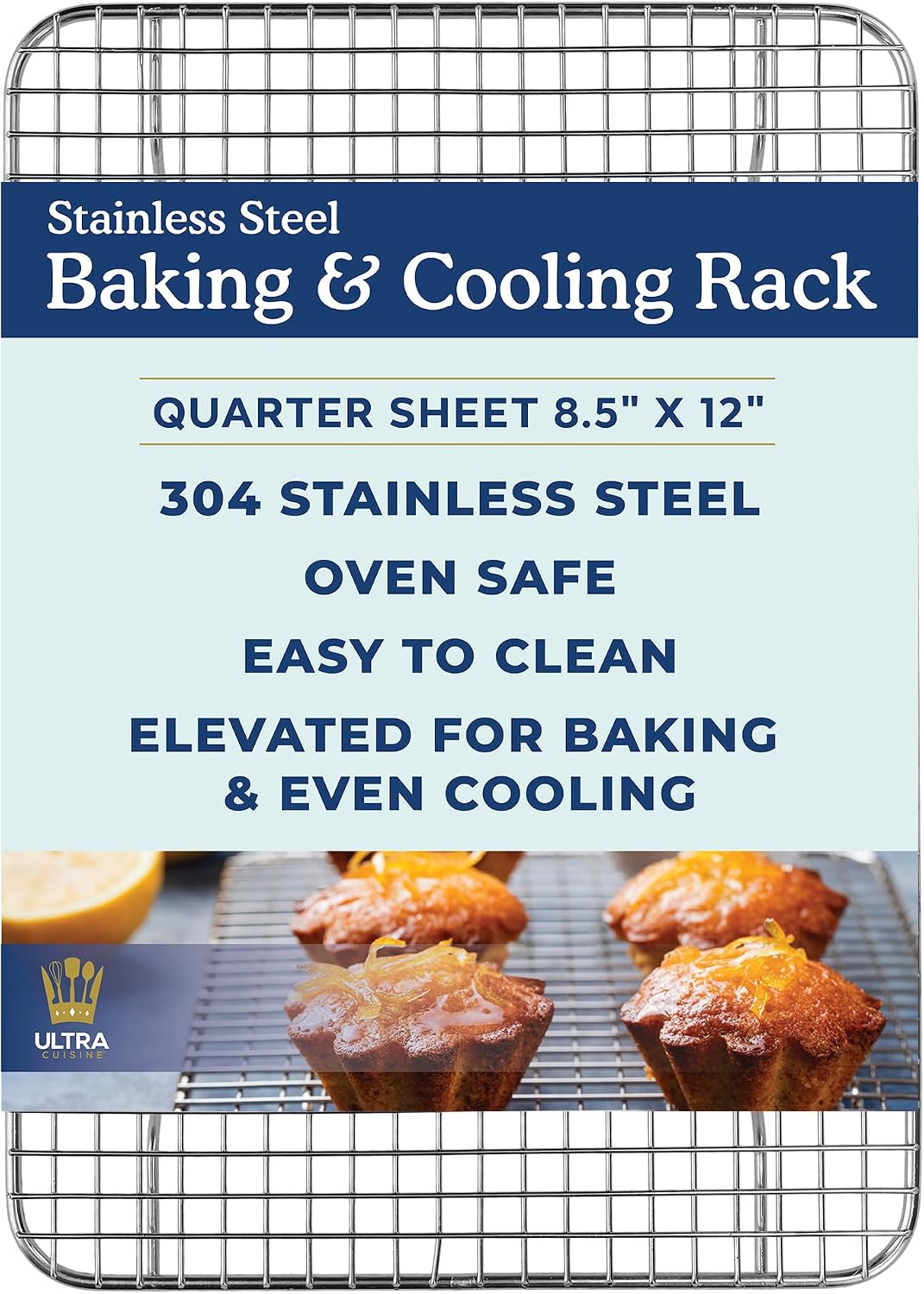 Ultra Cuisine 100% Stainless Steel Cooling and Baking Rack - 8.5 x 12-inch