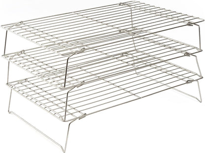 Ultra Cuisine Durable 3 Tiers Stackable, 16" x 10" Cooling Rack for Baking