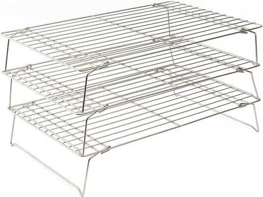 Ultra Cuisine Durable 3 Tiers Stackable, 16" x 10" Cooling Rack for Baking