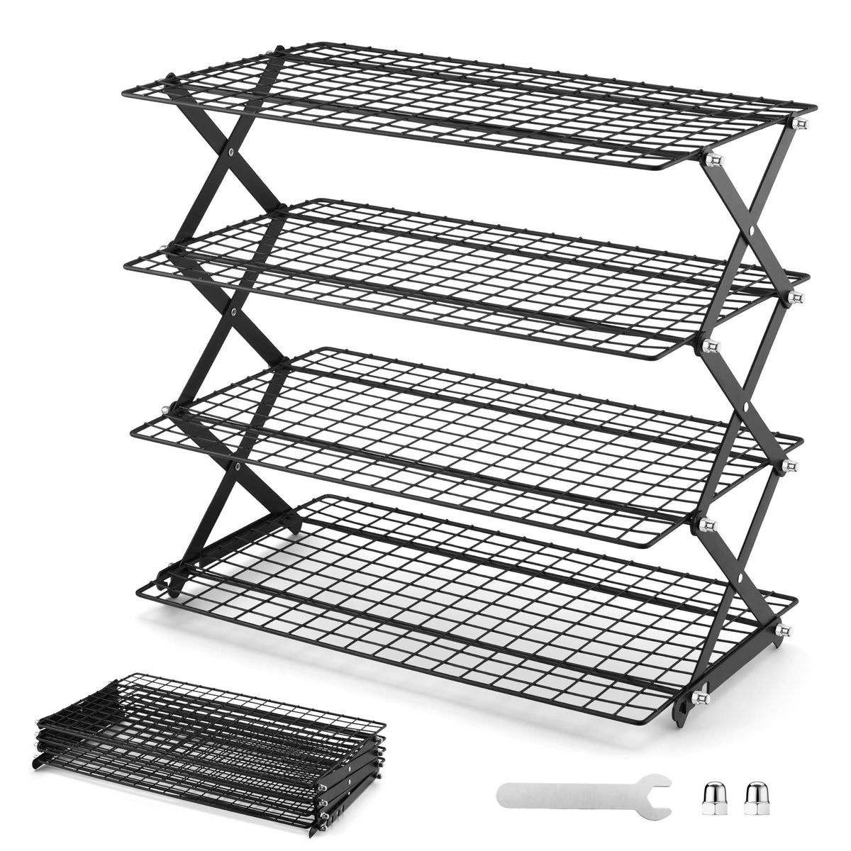 LIANYU 4-Tier Cooling Rack for Baking & Cooking, Collapsible & Space-Saving