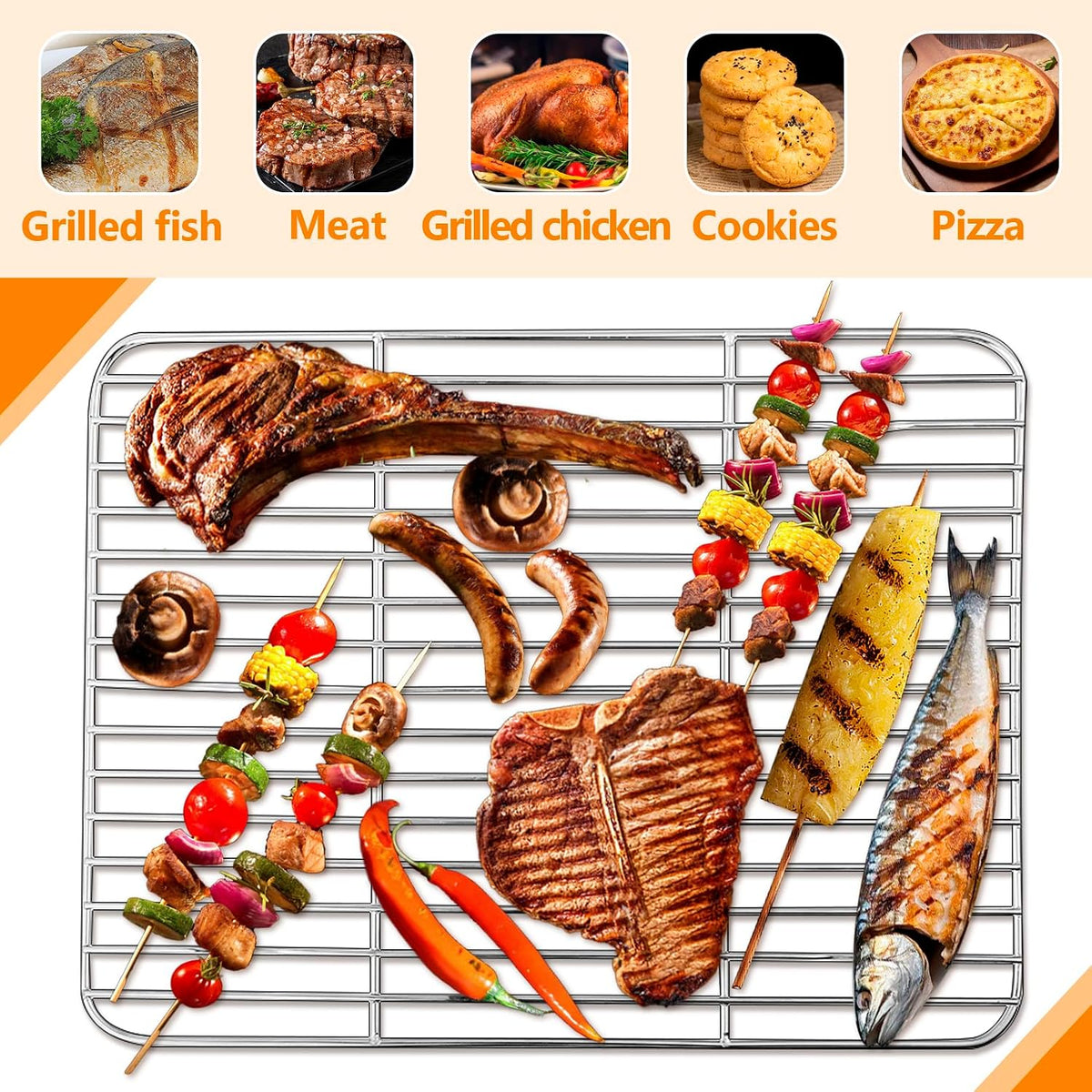 4Pcs Cooling Rack, Stainless Steel Baking Racks, 4 Various Sizes