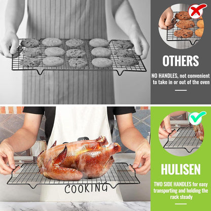 HULISEN Cooling Rack 2-Pack, 16 x 10 Inch Nonstick Baking Rack with Handles